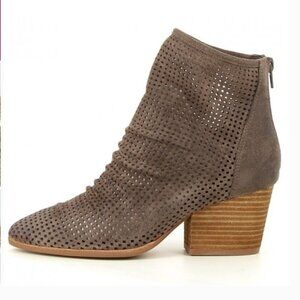 Jeffrey Campbell Jenelle Heeled Ankle Boots Booties Laser Cut Suede Tan Size 9.5